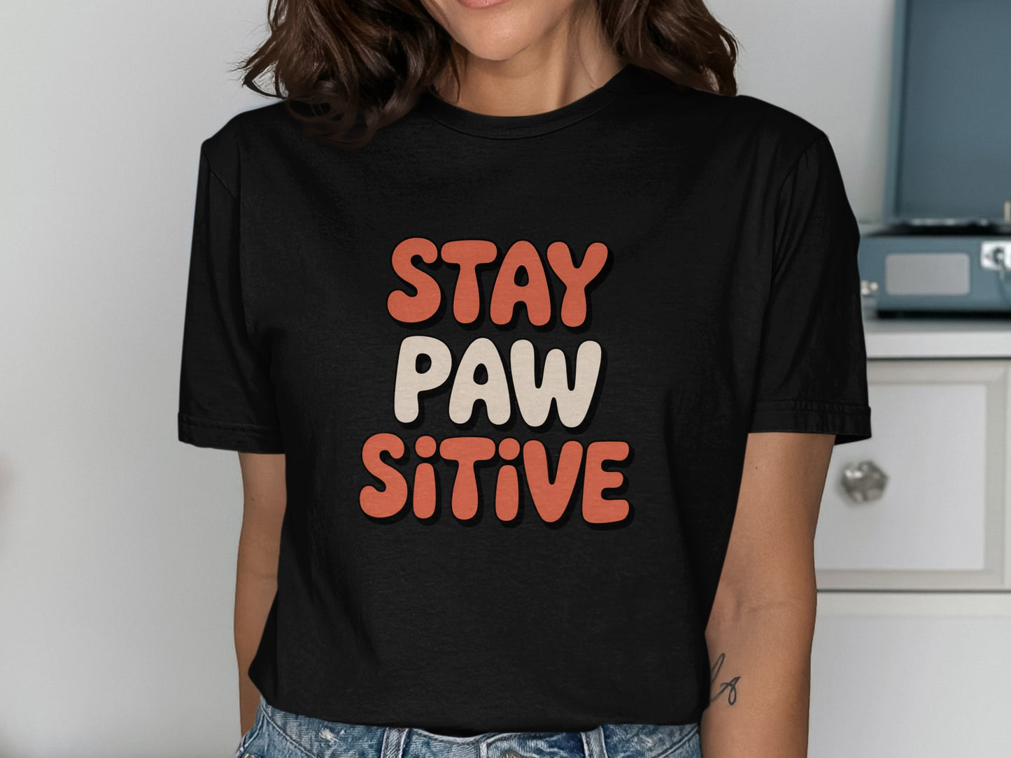 Stay Paw-sitive Graphic Tee Stylish T-shirt product type