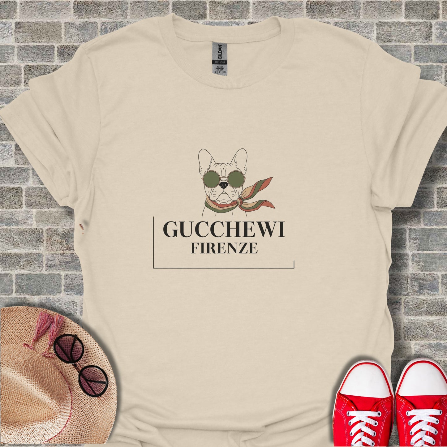 Cat with Sunglasses and Scarf Print T-shirt