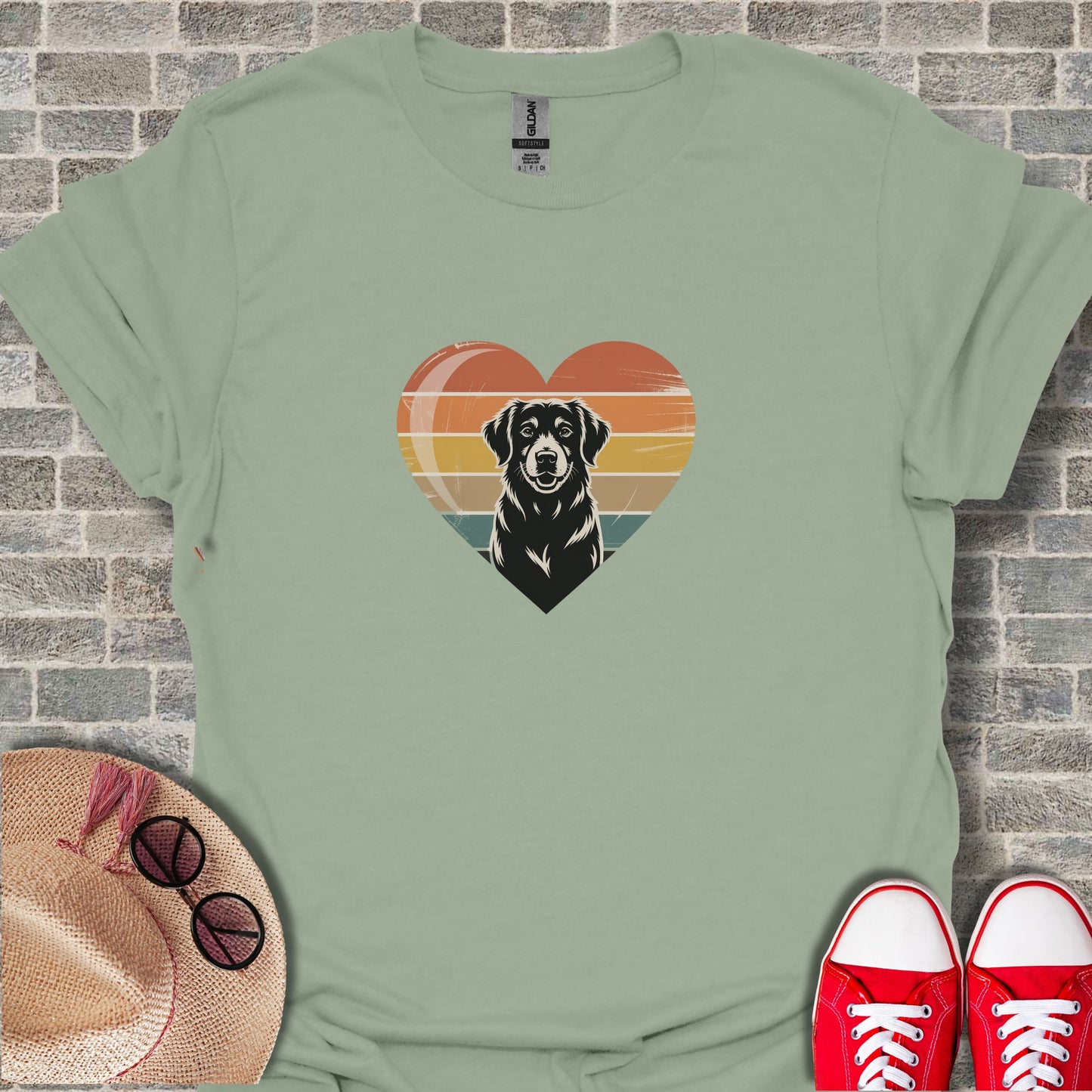 Retro Heart Black Lab Dog Graphic T-shirt