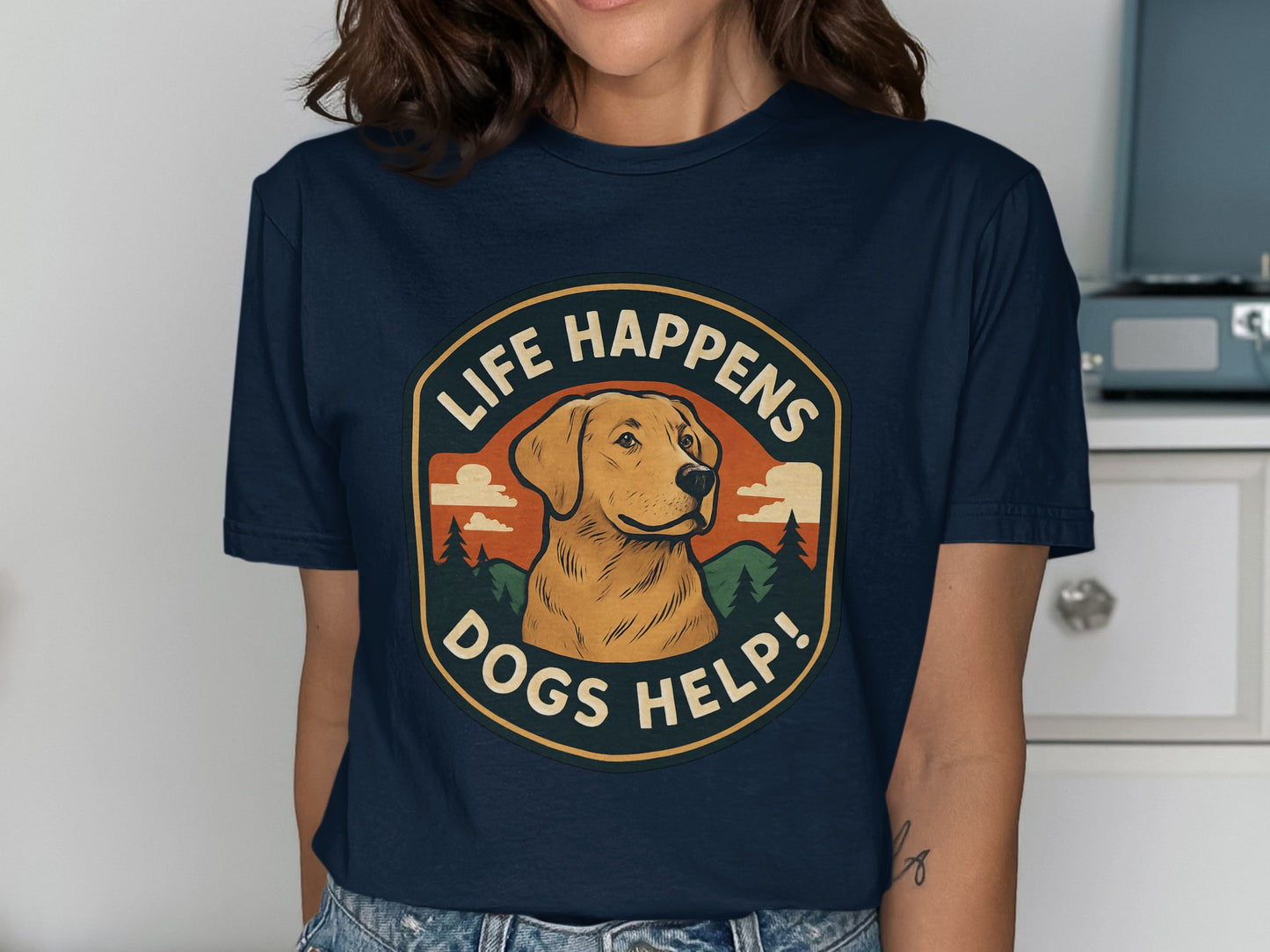 Life Happens Dogs Help Graphic Tee product