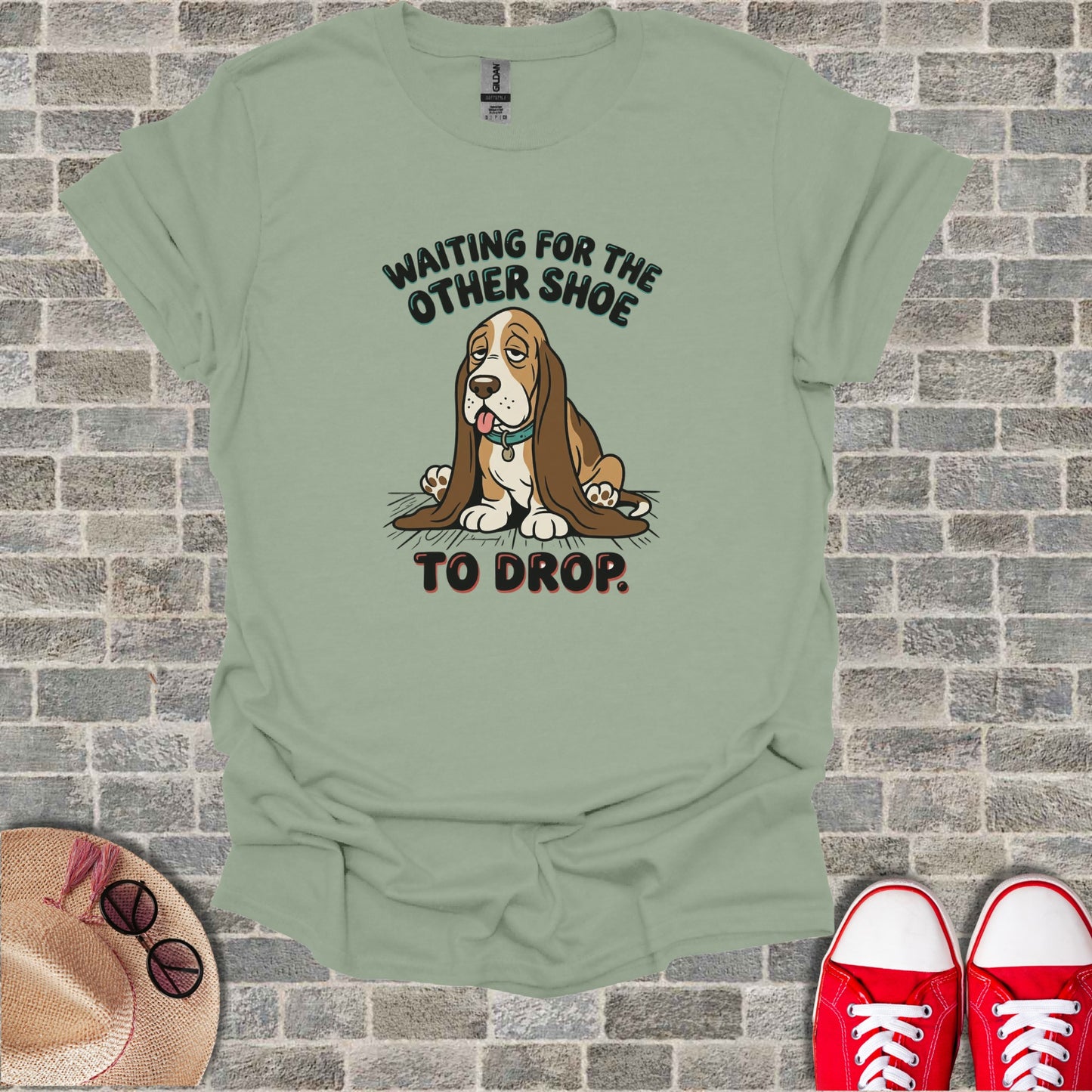 Basset Hound Waiting For The Other Shoe To Drop Dog T-Shirt