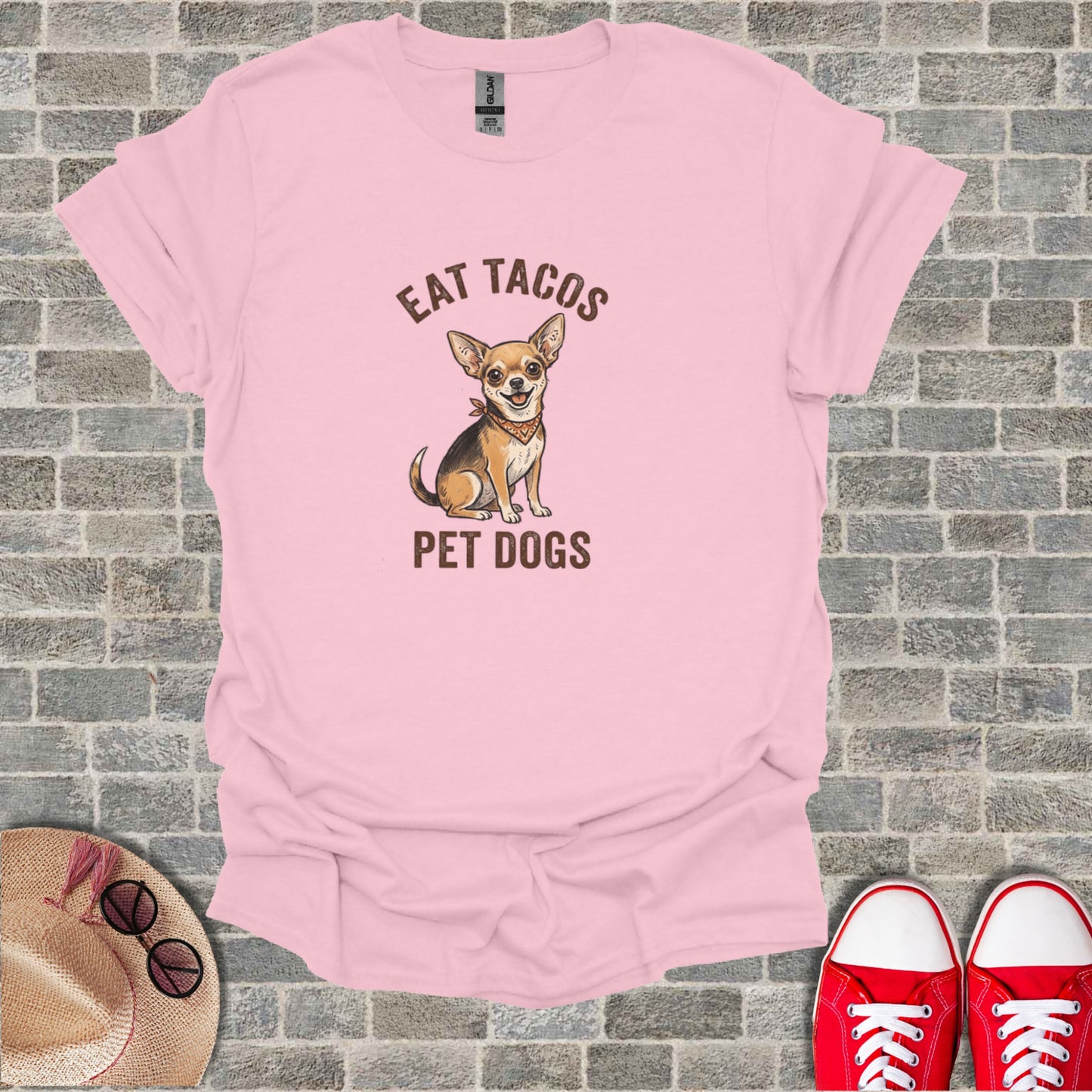 Chihuahua Eat Tacos Pet Dogs Funny Pink T-Shirt