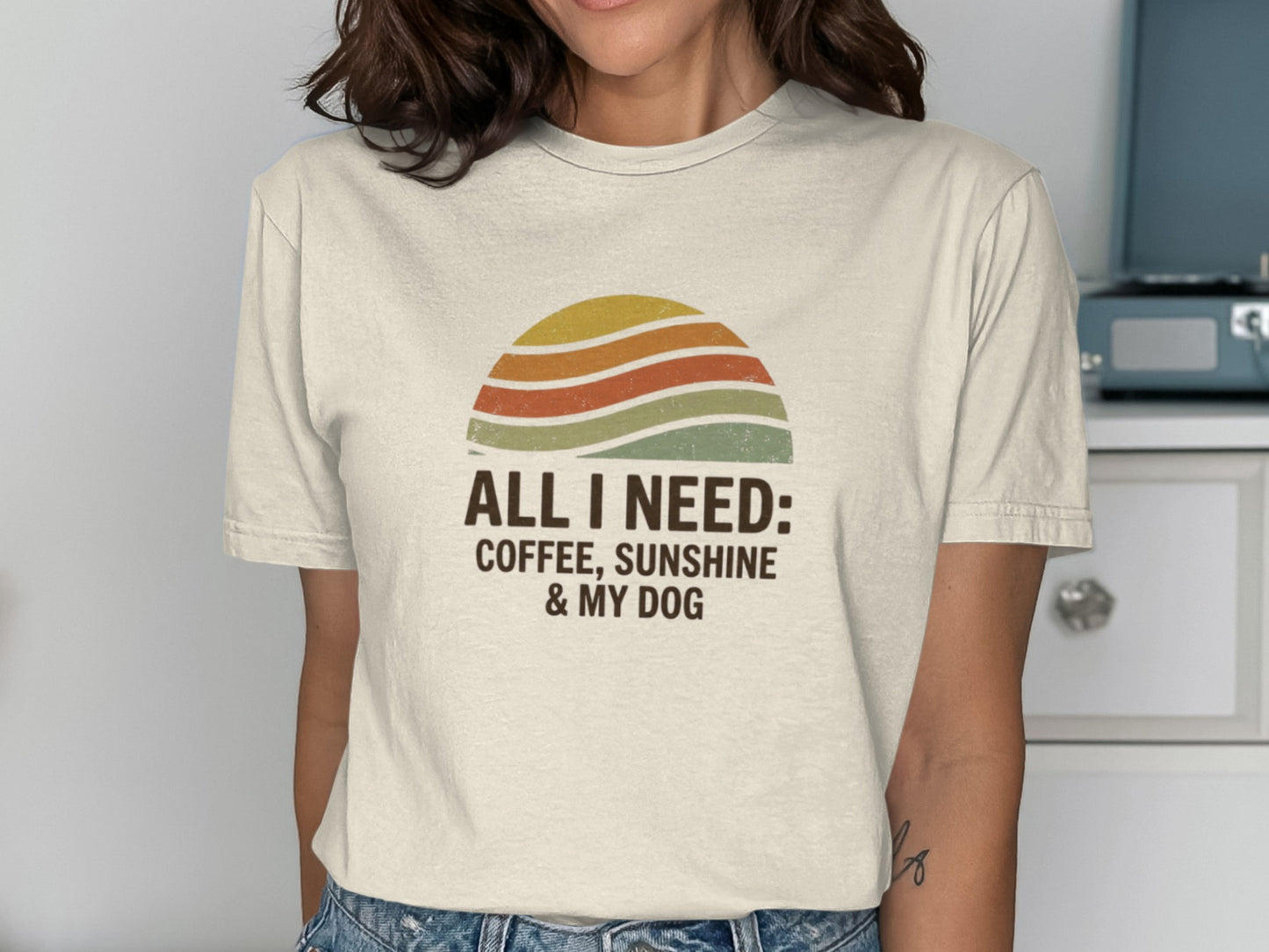 All I Need Coffee Sunshine & My Dog Graphic T-shirt