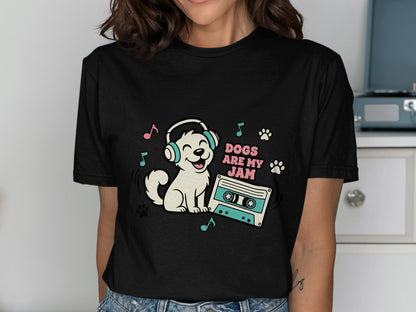 Dogs Are My Jam Cute Music Dog Design Black T-Shirt product type