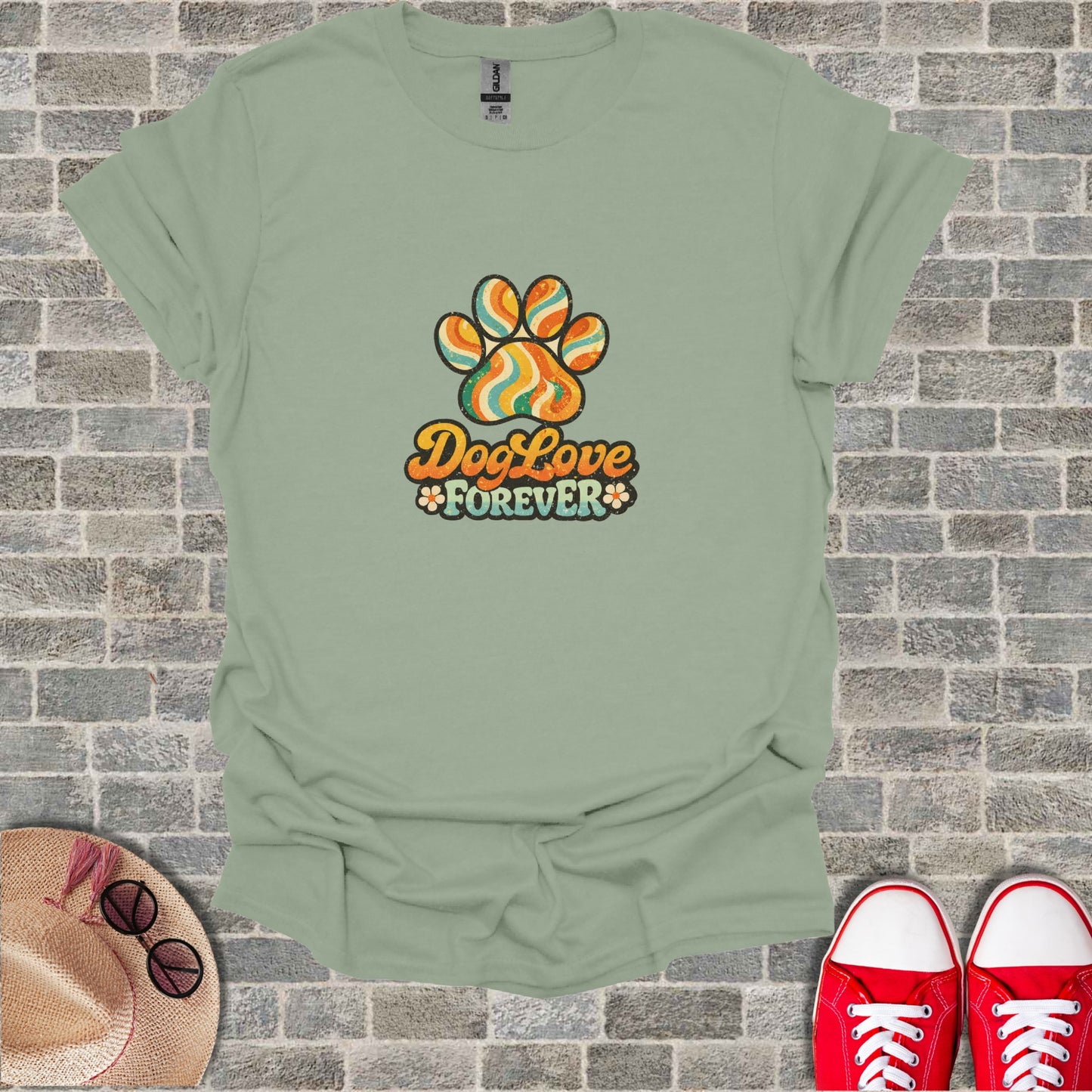 Dog Paw Print Retro Dog Love Forever Graphic product type