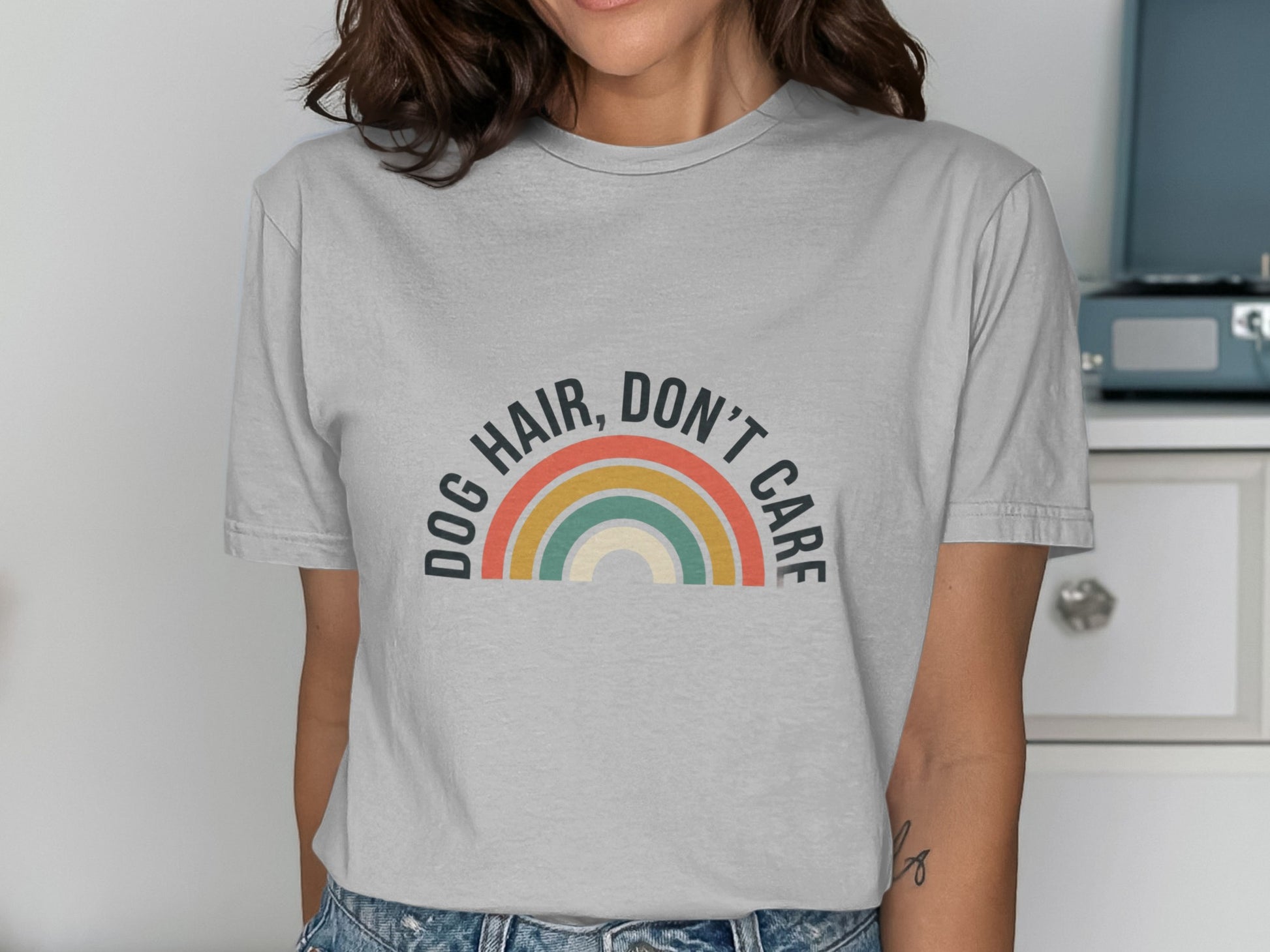 DOG HAIR DON'T CARE Graphic Rainbow T-shirt