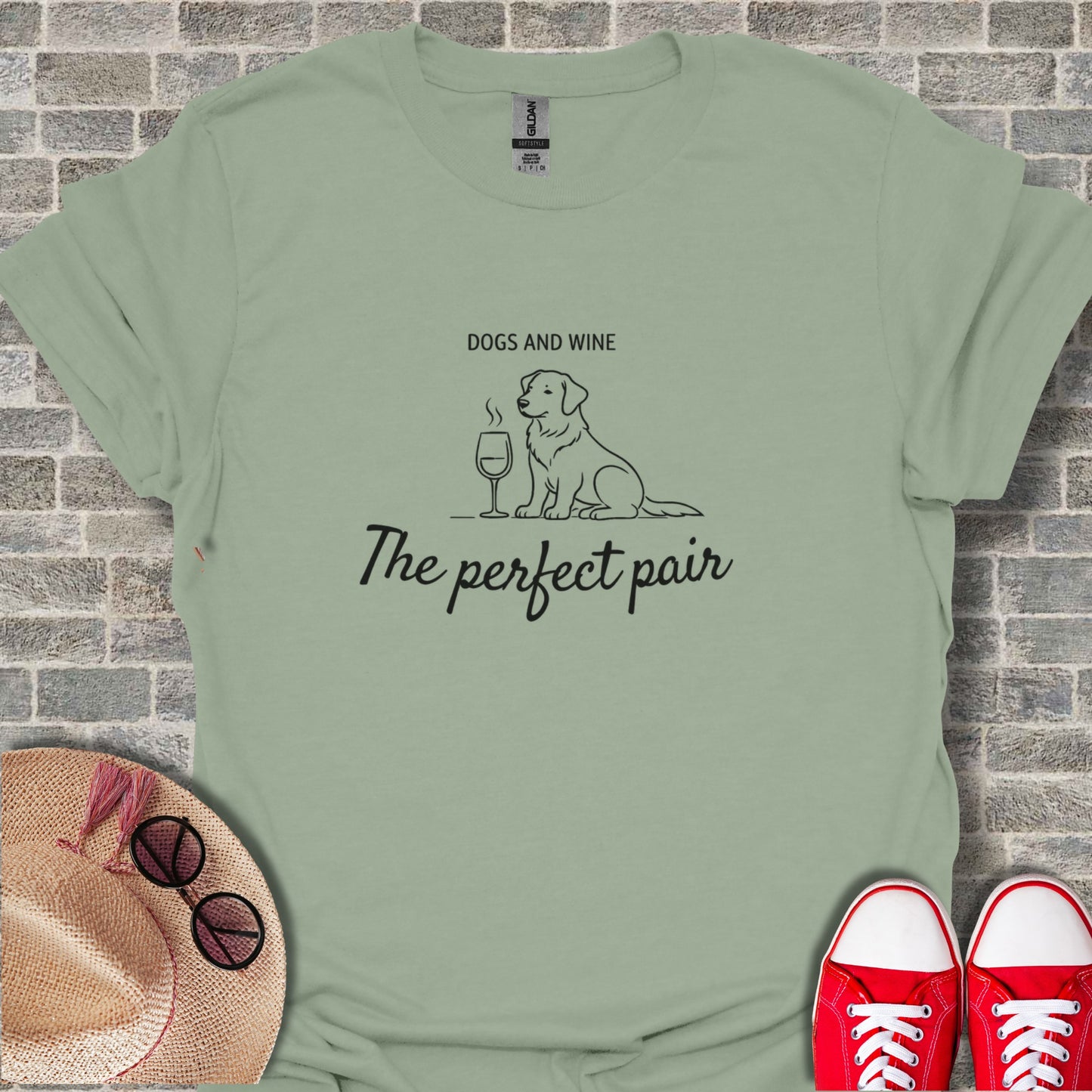 Dogs and Wine The Perfect Pair Graphic T-Shirt