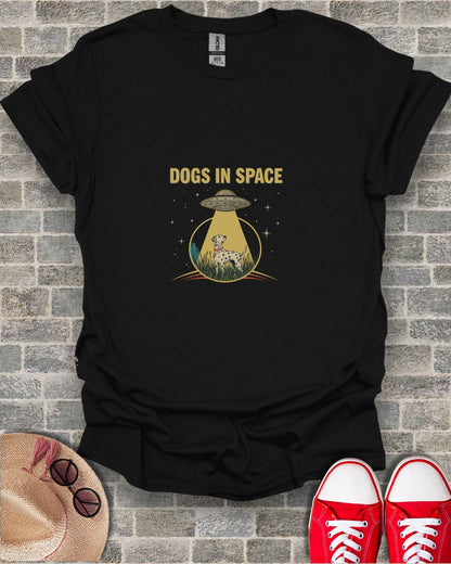 Dogs in Space UFO Alien Dalmatian Graphic T-Shirt