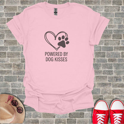 Pink Powered By Dog Kisses Heart Paw Print T-Shirt product type