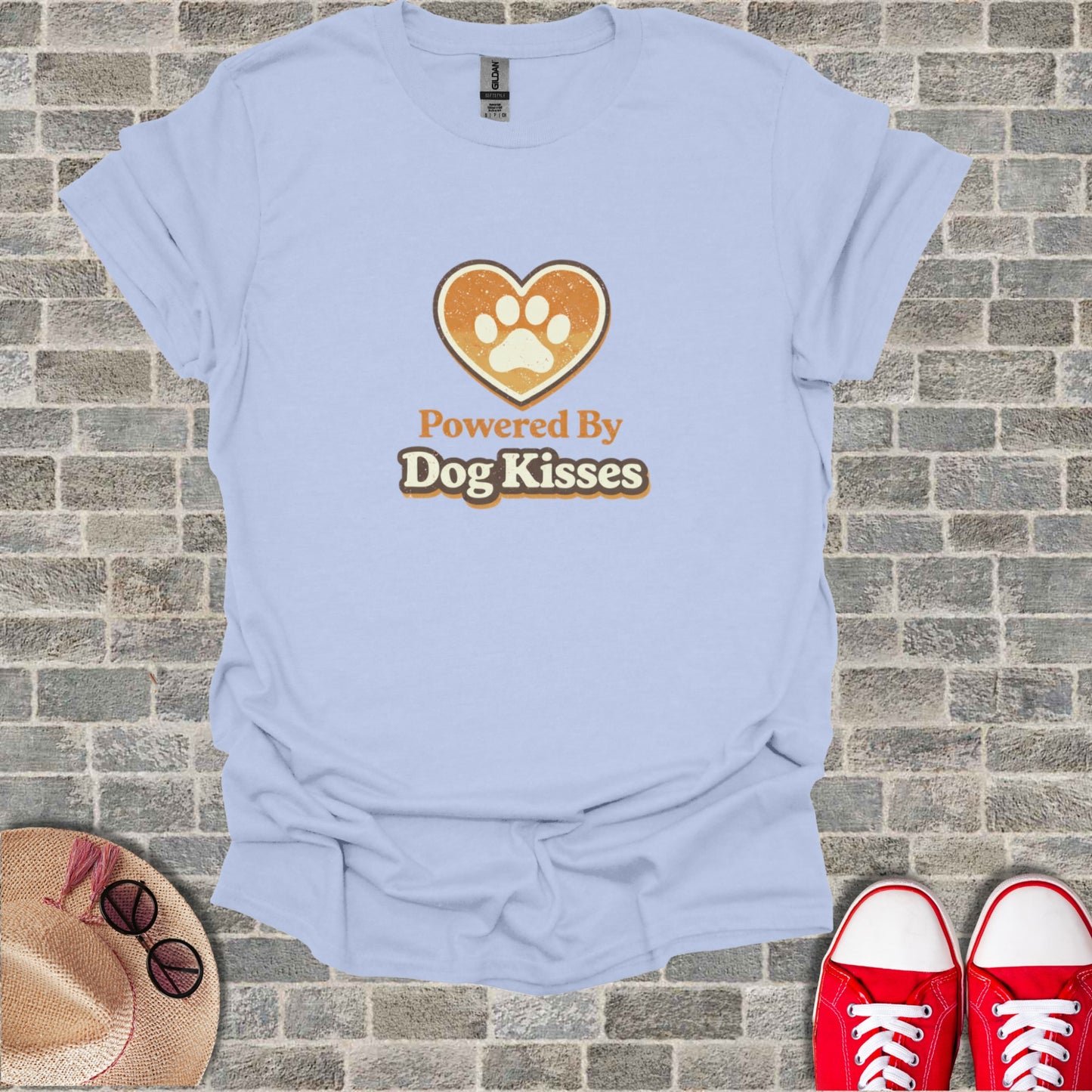 Powered By Dog Kisses Paw Print Heart product type
