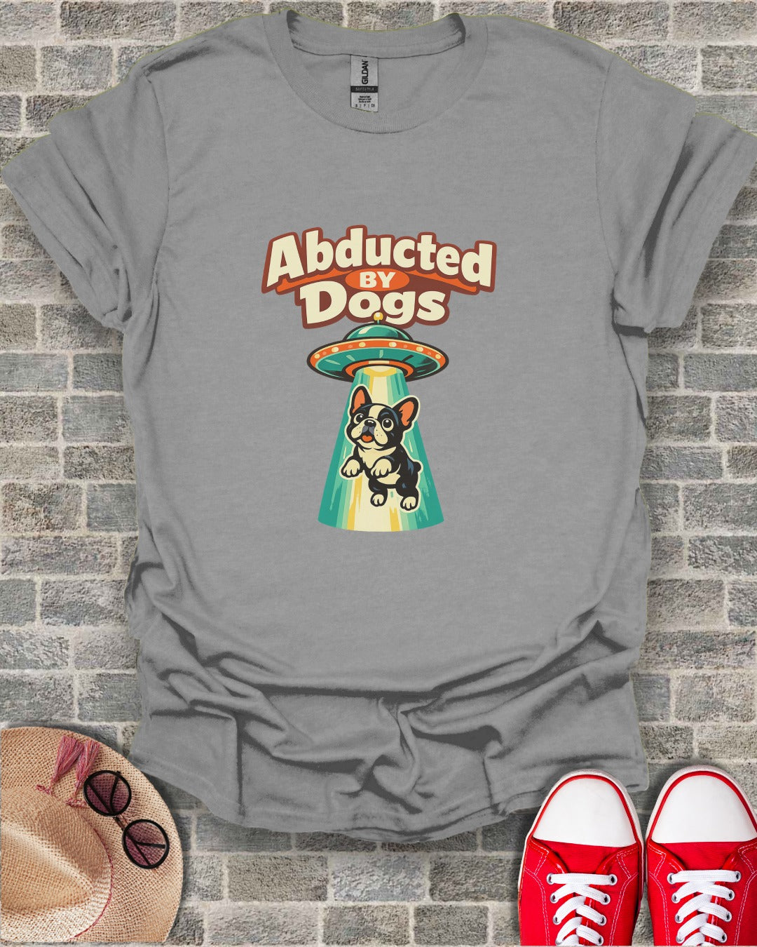 Abducted by Dogs Retro UFO Inspired Graphic T-shirt