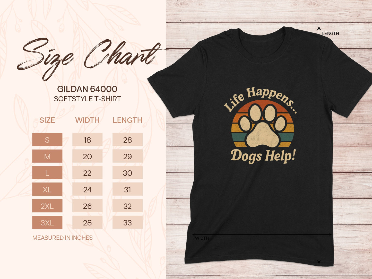 Life Happens Dogs Help Paw Print Black T-Shirt product type