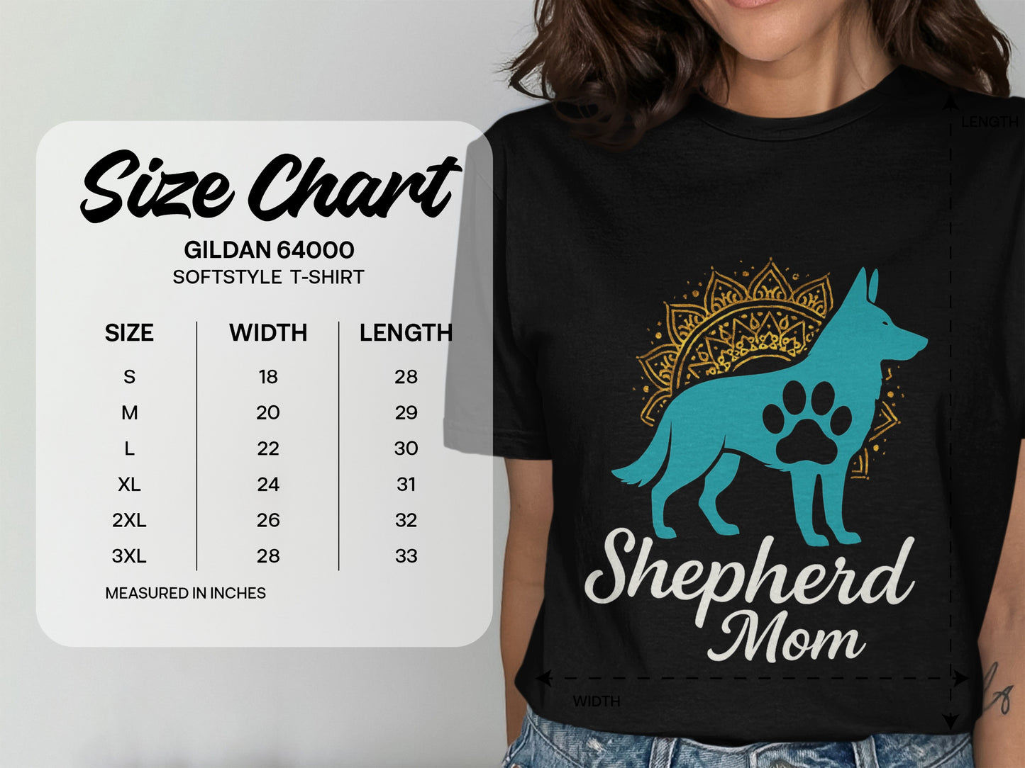 Shepherd Mom Graphic Design on Softstyle T-Shirt