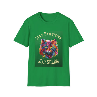 Stay Pawsitive Cat  Unisex Softstyle T-Shirt