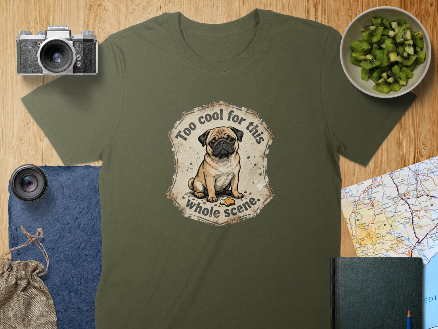 Too Cool For This Whole Scene Pug Graphic Tee