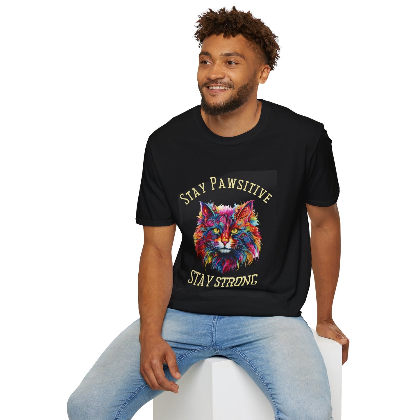 Stay Pawsitive Cat  Unisex Softstyle T-Shirt