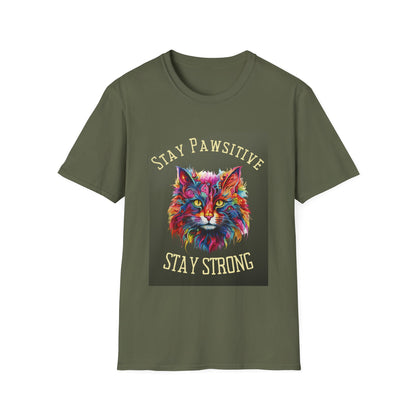 Stay Pawsitive Cat  Unisex Softstyle T-Shirt