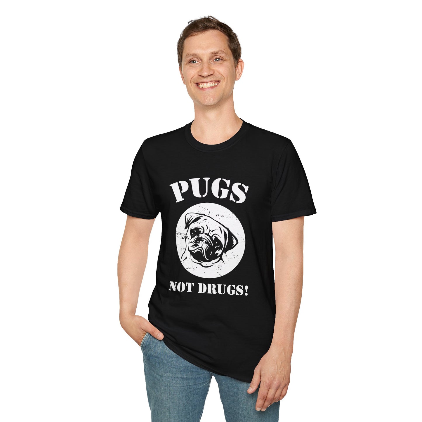 Pugs Not Drugs Unisex Softstyle T-Shirt