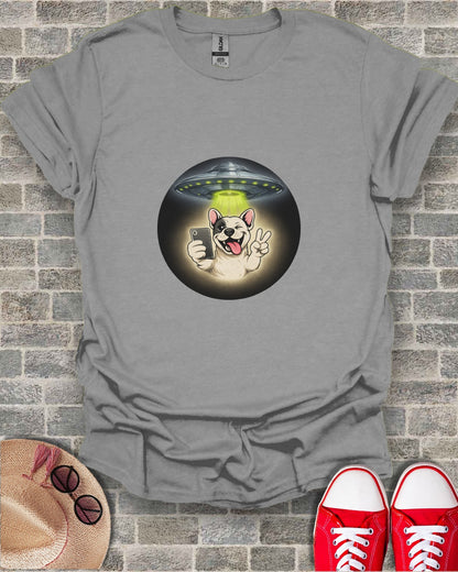 French Bulldog Alien Abduction Graphic T-shirt Design Shirt