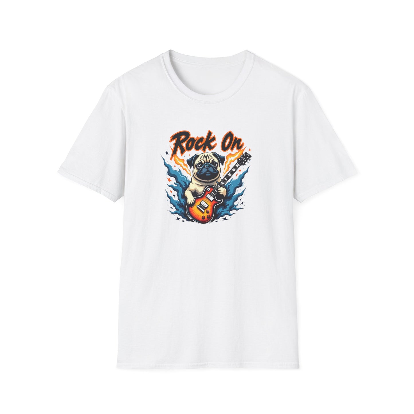 Pug Rock On Unisex Softstyle T-Shirt