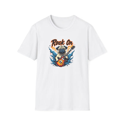Pug Rock On Unisex Softstyle T-Shirt