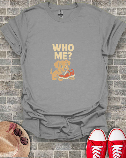 Who Me? Cute Dog with Shoe Design T-shirt
