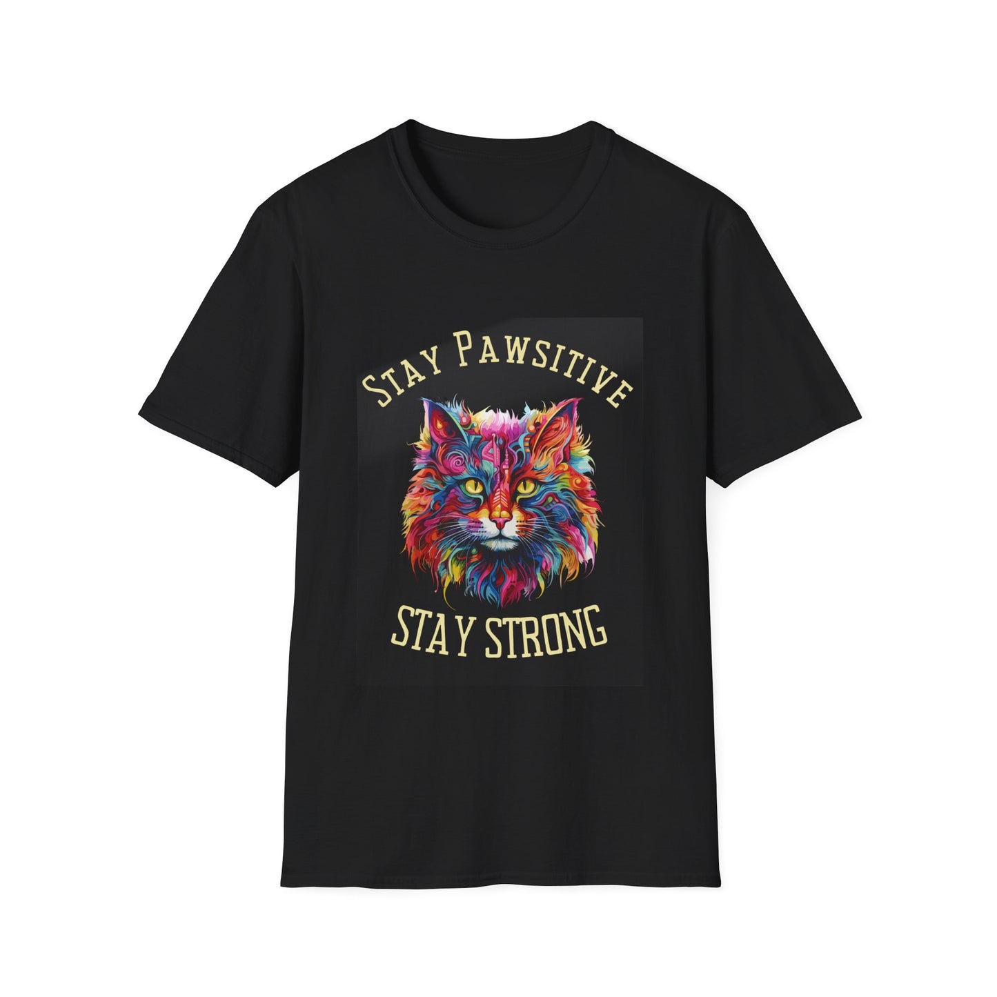 Stay Pawsitive Cat  Unisex Softstyle T-Shirt