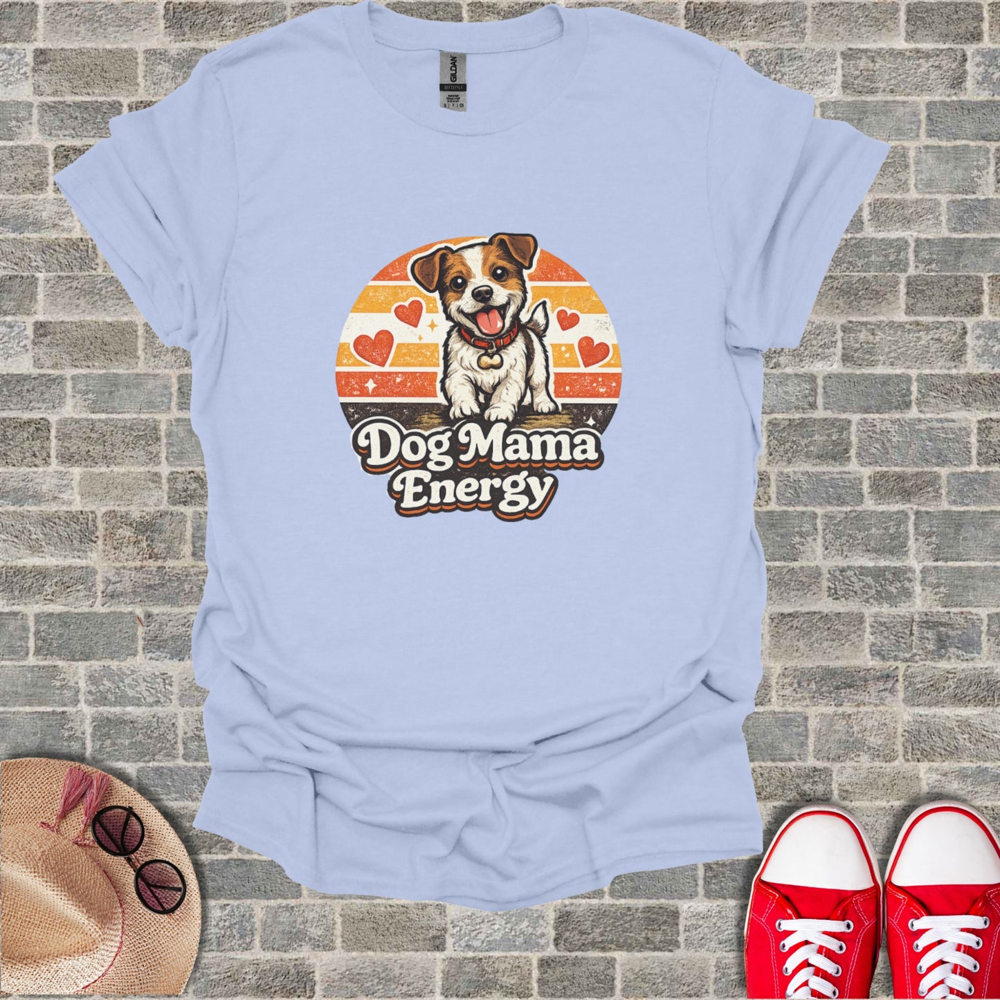 Dog Mama Energy Retro Sunset Cute Puppy Hearts product type
