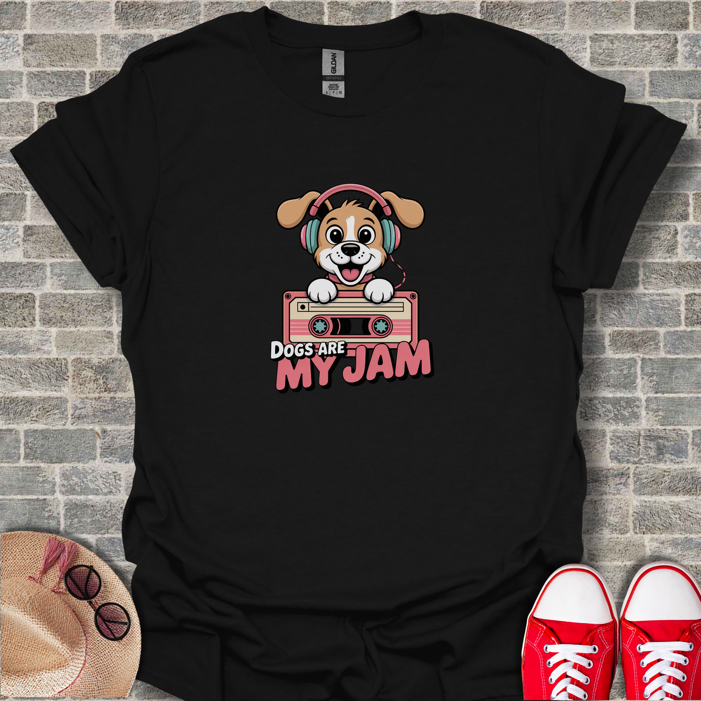 Dogs Are My Jam Music Loving Pup Design Graphic T-Shirt