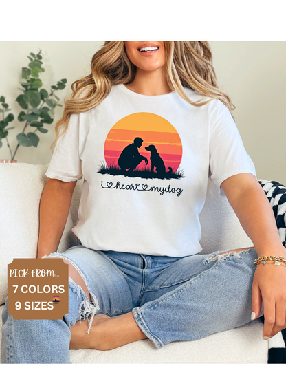 'I Heart My Dog' Phrase, Vintage Dog Lover T-Shirt