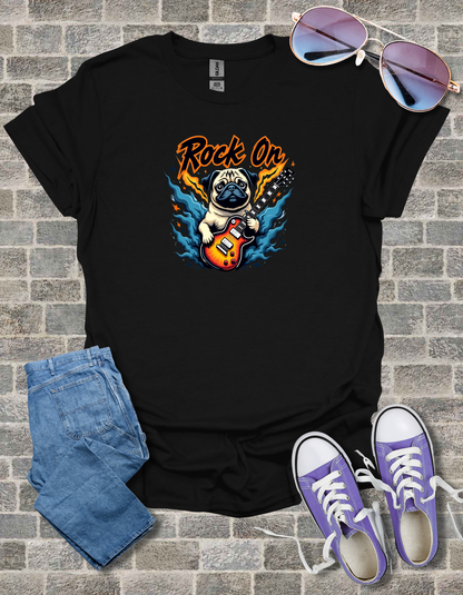 Pug Rock On Unisex Softstyle T-Shirt