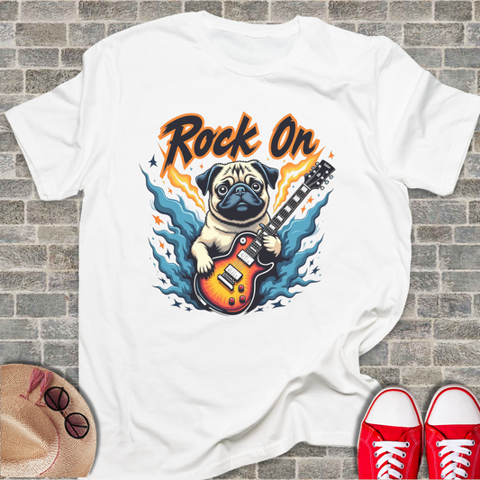Pug Rock On Unisex Softstyle T-Shirt
