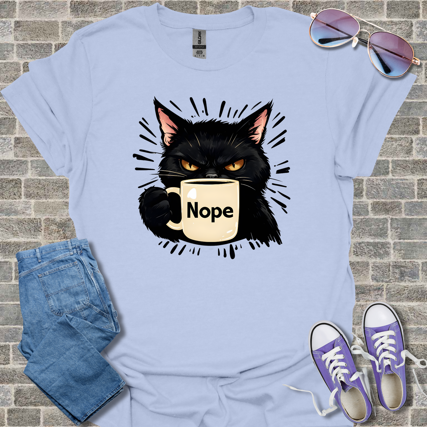 Nope Cat Unisex Softstyle T-Shirt