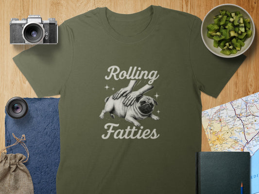 Rolling Fatties Funny Dog Graphic T-Shirt