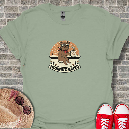Morning Grind Cute Coffee Lover T-Shirt for Dog Lovers