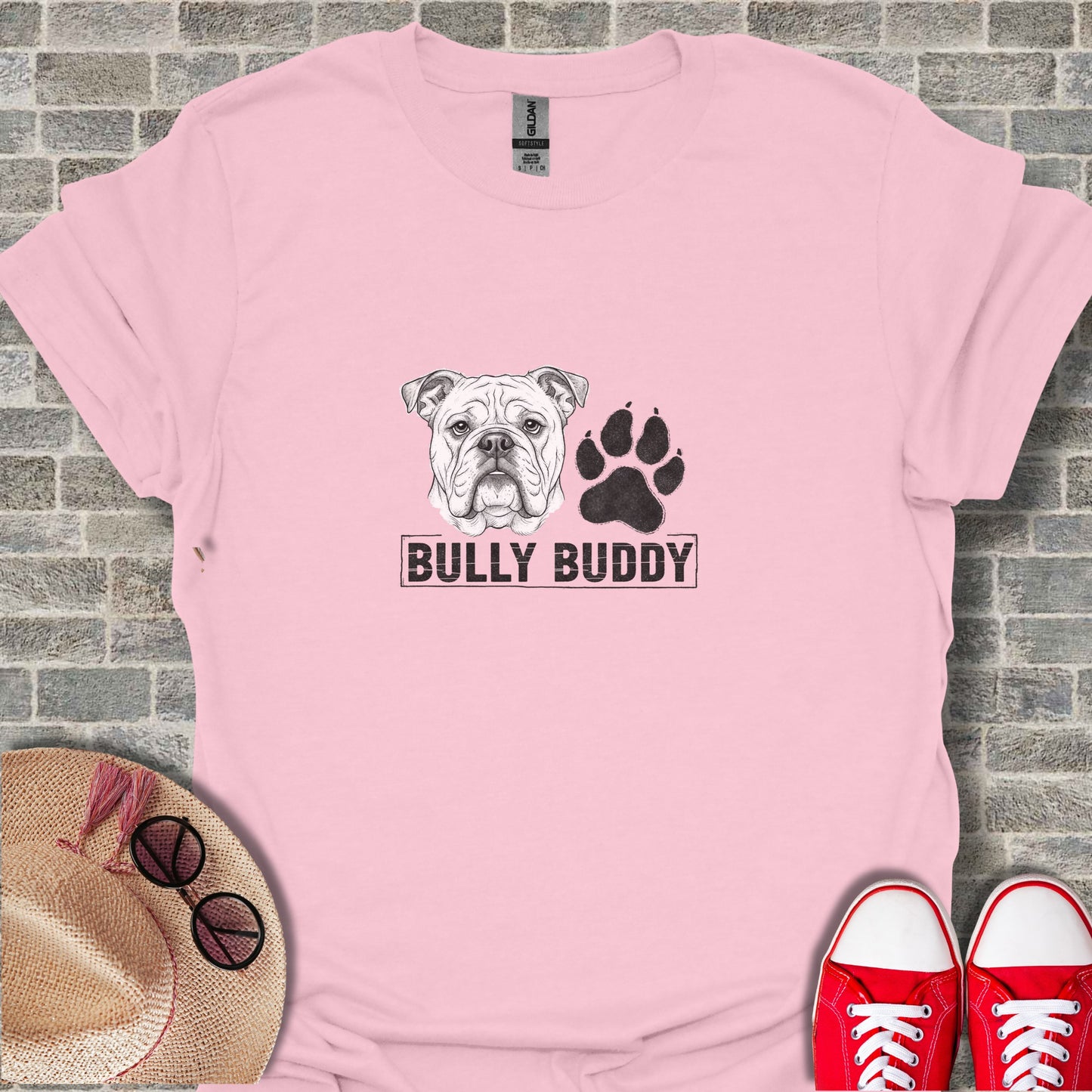 Bully Buddy Graphic Tee with Paw Print Design