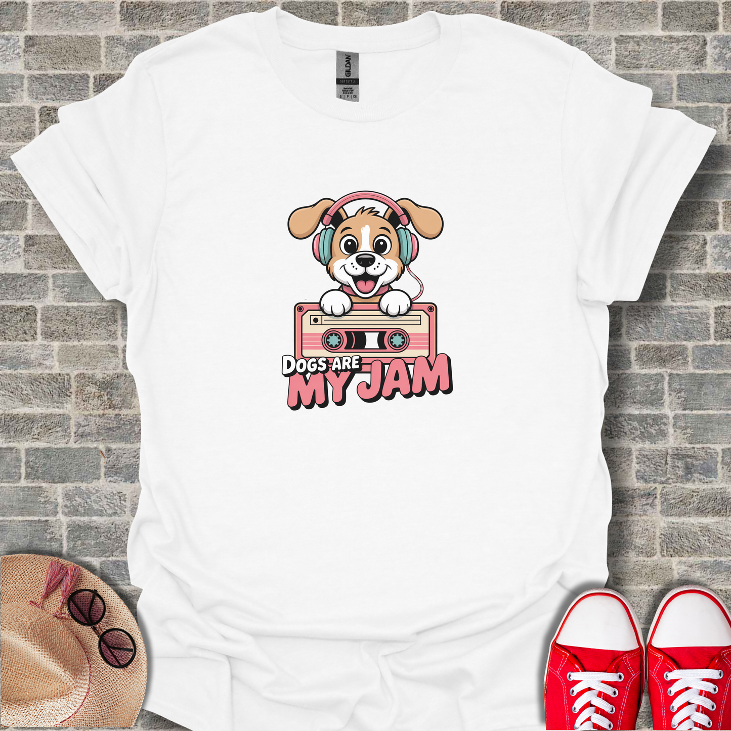 Dogs Are My Jam Music Loving Pup Design Graphic T-Shirt
