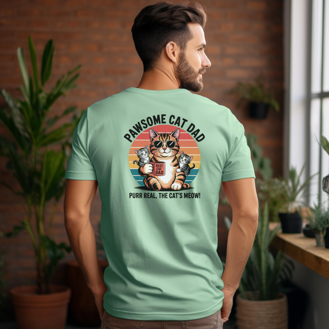 Pawsome Cat Dad Unisex T-Shirt - Purr Real, The Cat's Meow Design