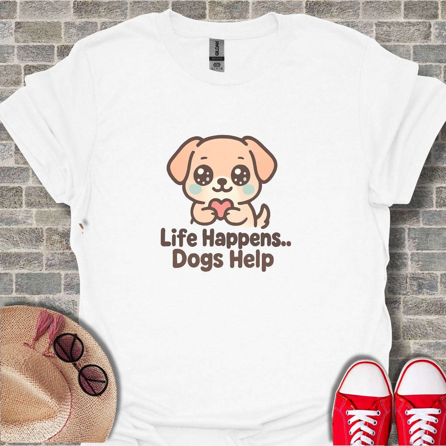Life Happens Dogs Help Adorable Doggy Graphic Shirt