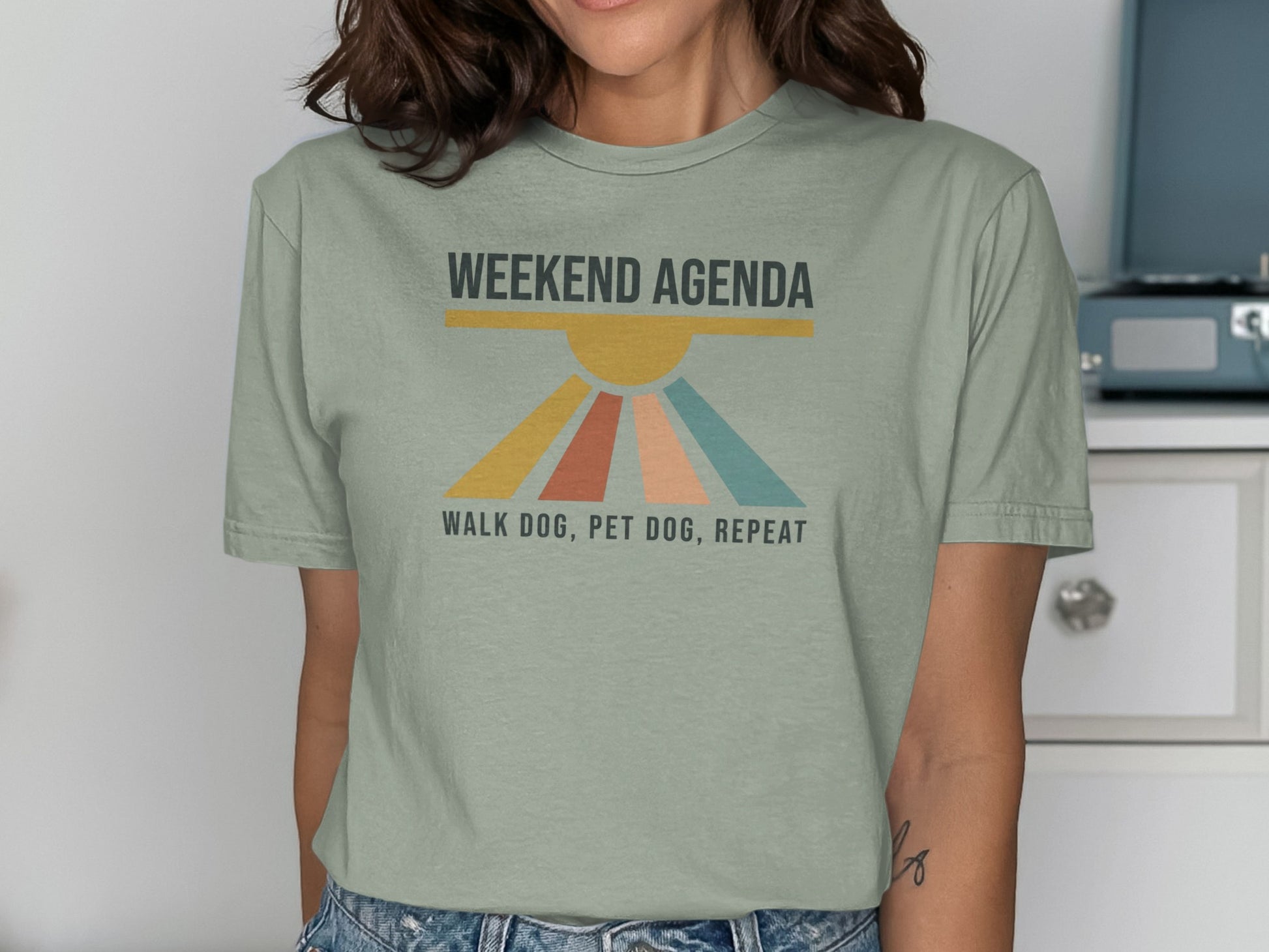 Weekend Agenda Walk Dog Pet Dog Repeat T-shirt