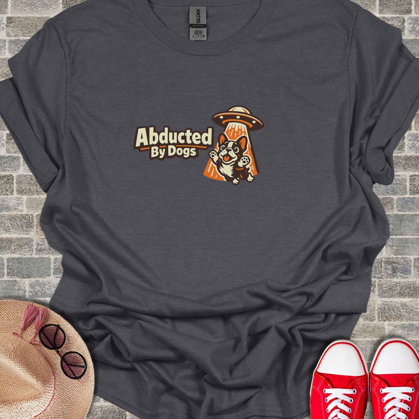 Abducted By Dogs UFO Alien Graphic T-Shirt