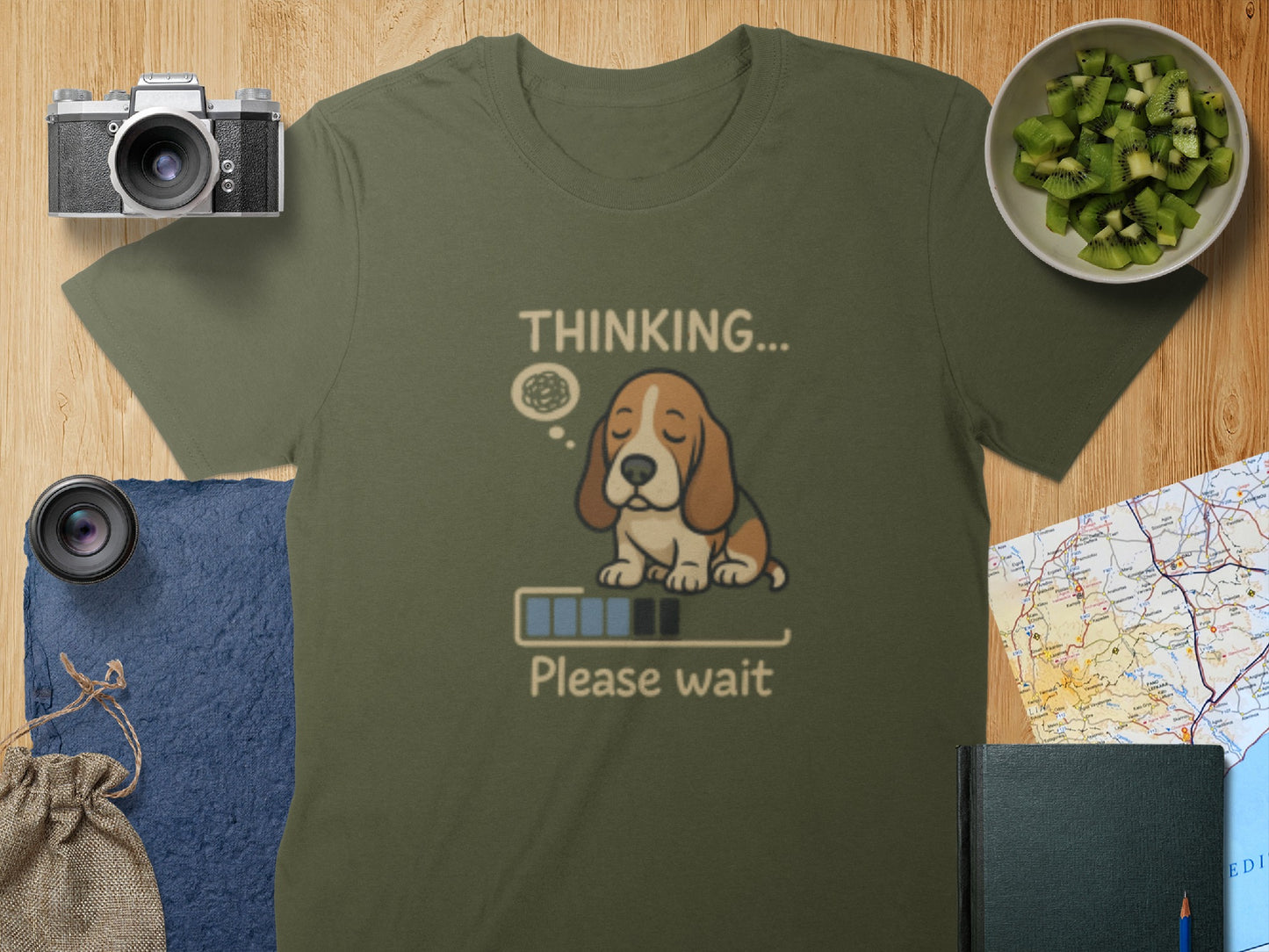 Thinking Please Wait Dog Graphic Apparel