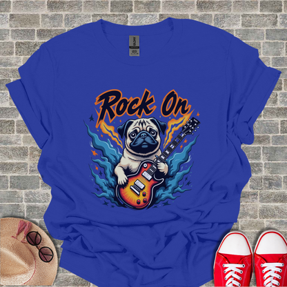 Pug Rock On Unisex Softstyle T-Shirt