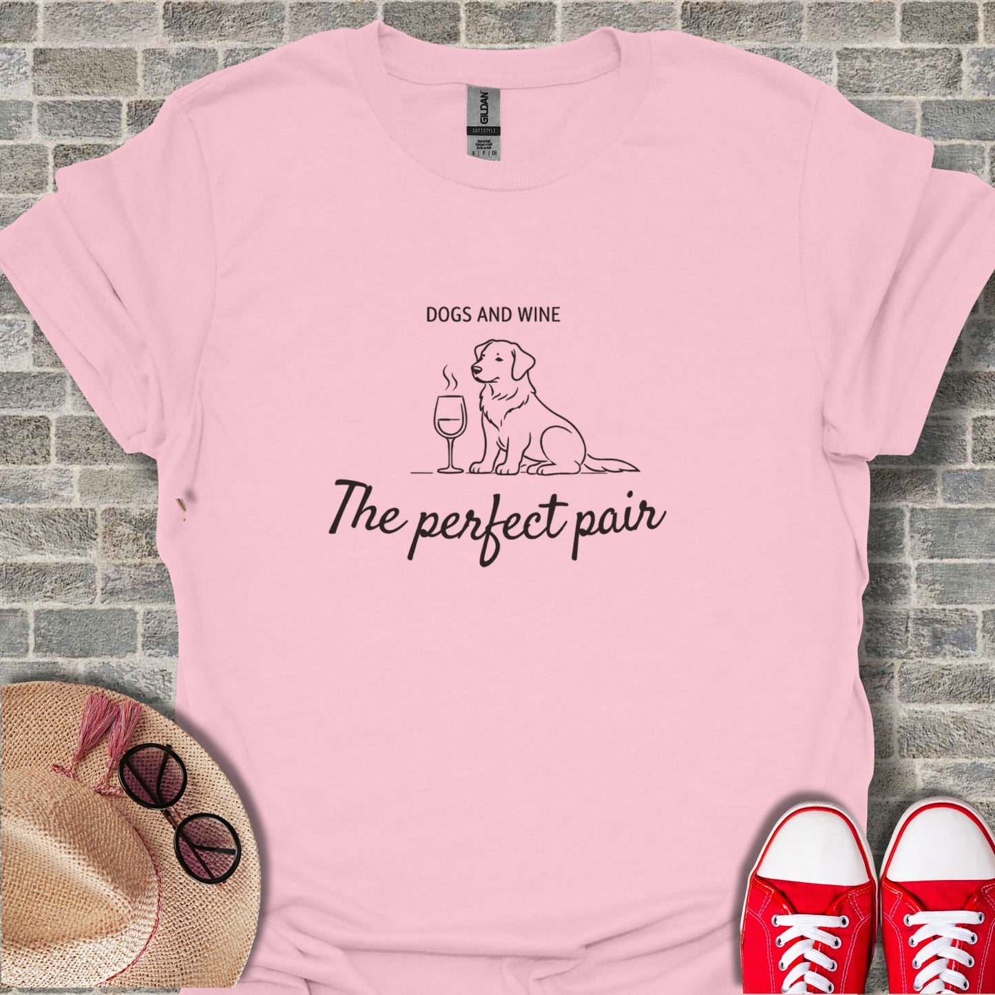Dogs And Wine The Perfect Pair Graphic T-shirt