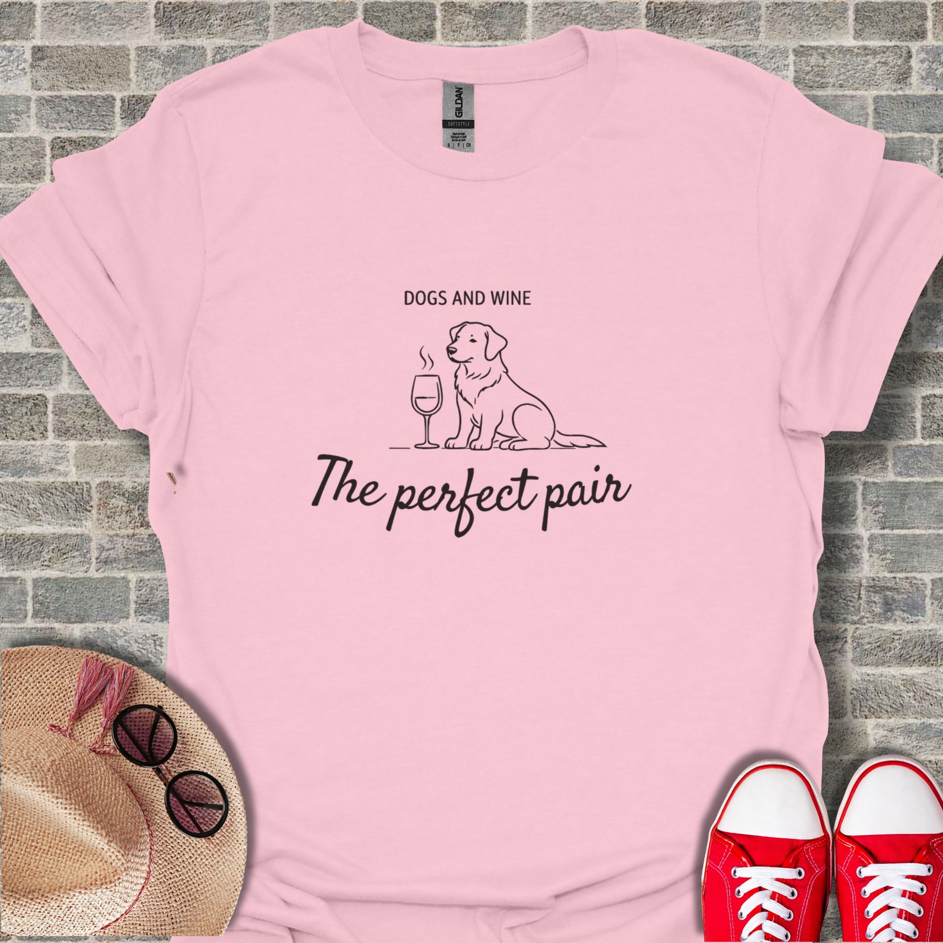 Dogs And Wine The Perfect Pair Graphic T-shirt