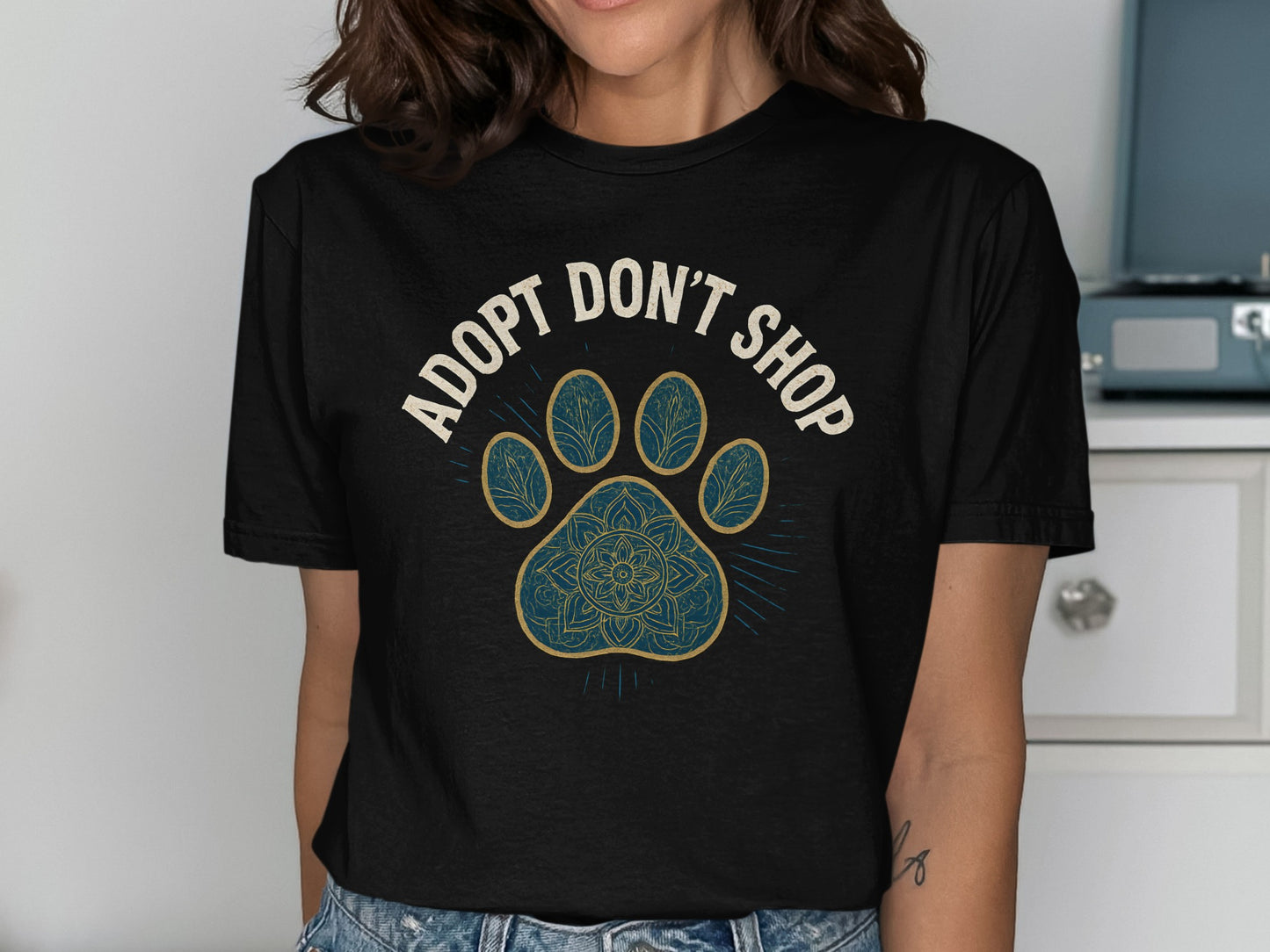 Adopt Don't Shop Paw Print Design T-shirt