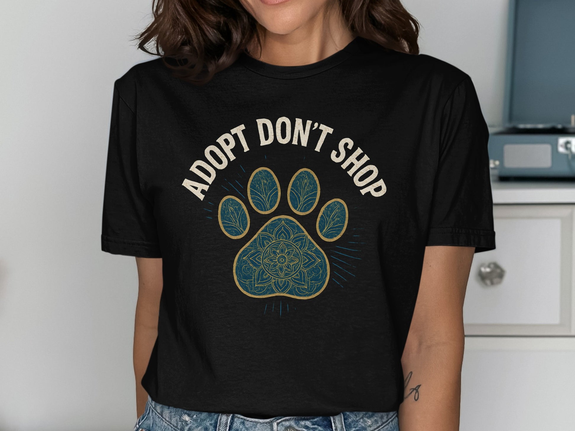 Adopt Don't Shop Paw Print Design T-shirt