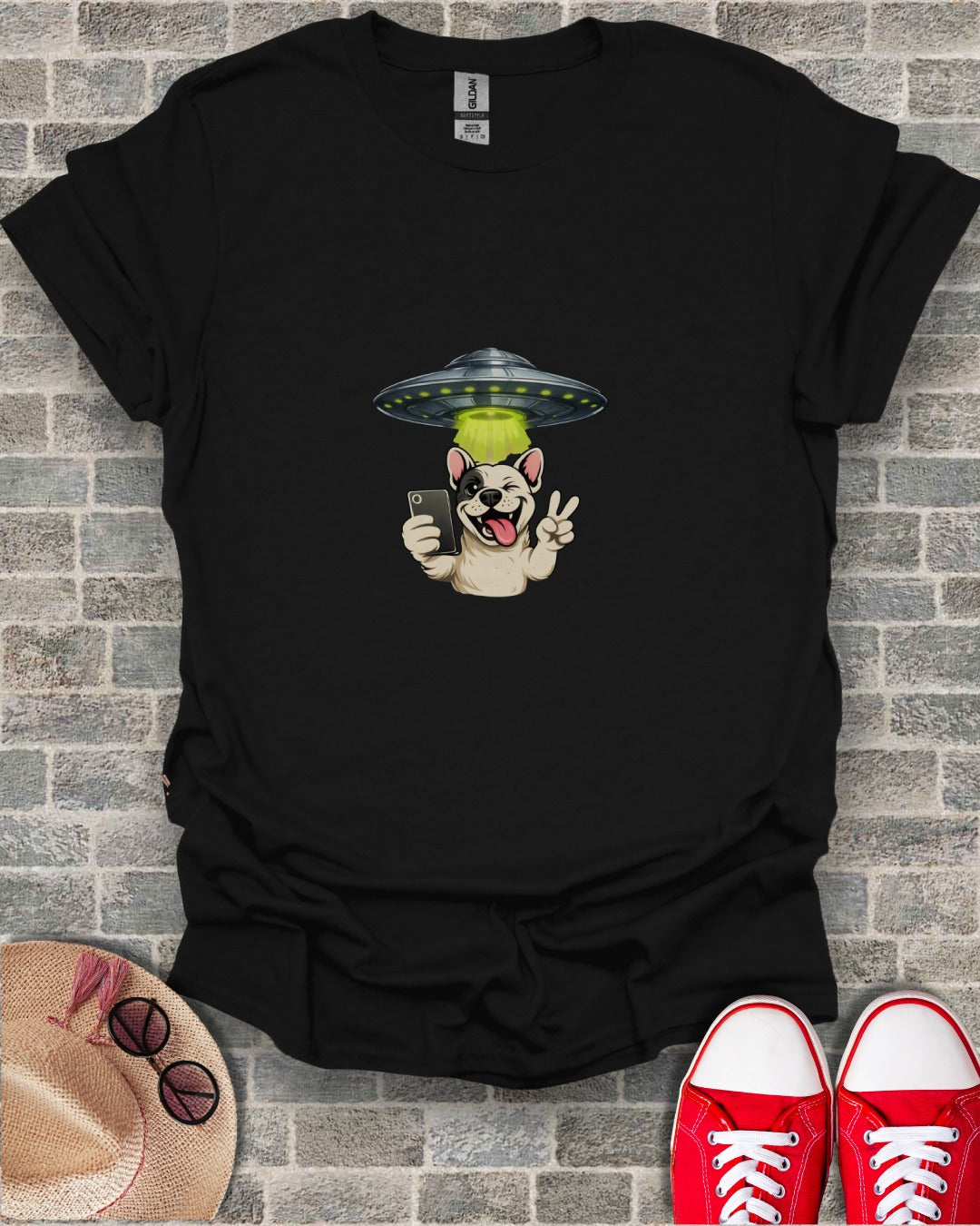 Alien Abduction French Bulldog Graphic Tee Shirt
