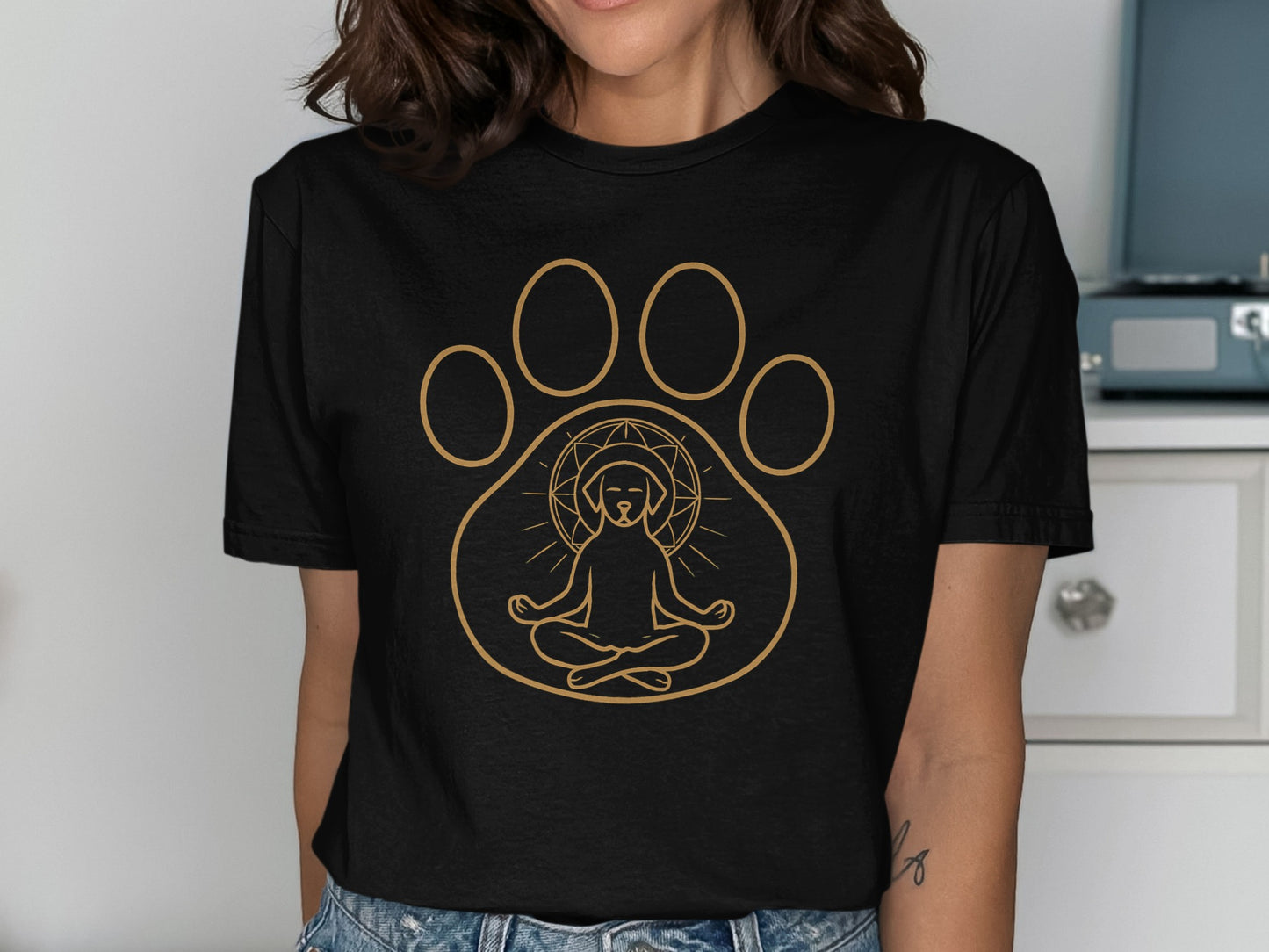 Meditating Buddha Within Paw Yoga Art T-shirt