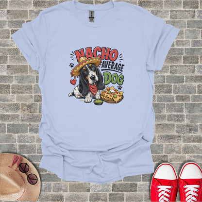 Illustration of a dog wearing a sombrero with nachos.